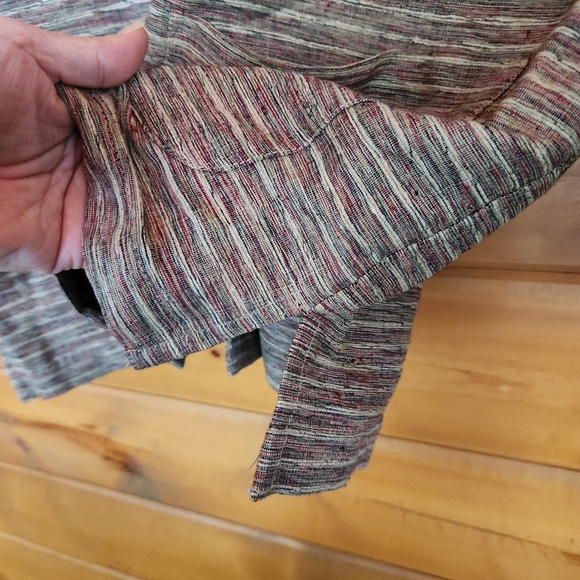 JM Collection Silk Blend Slub‎ Knit Striped Button Up Jacket Blazer Shacket Sz L - Picture 5 of 9